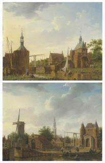 Isaac Ouwater - The Keetpoort En Oost And Kaaipoort, Edam; And Purmer And Monnikendammerpoort, Edam With The Kwakelbrug With The Spire Of The Onze-Lieve-Vrouwe-Kerk Beyond