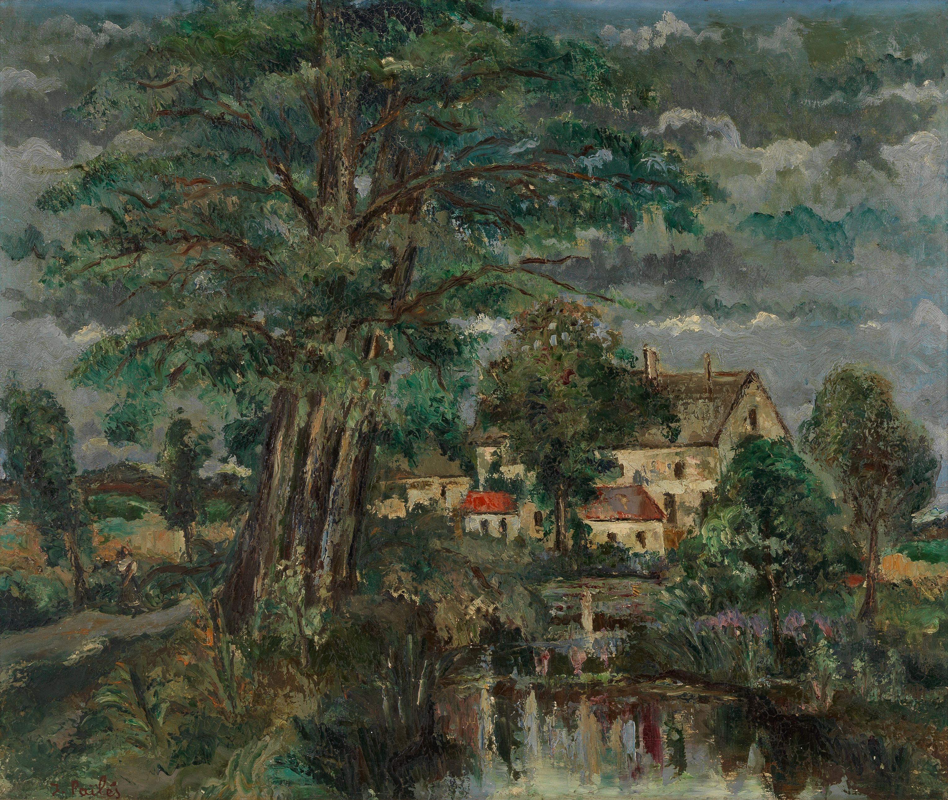 Isaac Pailes - L\'étang dans le village