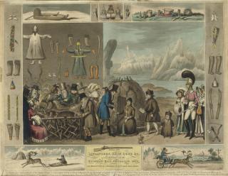 Isaac Robert Cruickshank - Laplanders, Reindeer &c. as Exhibited at the Egyptian Hall, Piccadilly. 1822.; and The Laplanders Return, to their Native Country under the Care of Mr Bullock & His Son.