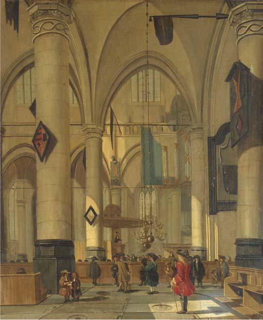 Isaac Van Nickele - The interior of a Dutch church