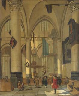 Isaac Van Nickele - The interior of a Dutch church