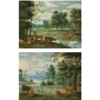 Isaac van Oosten - Adam And Eve In The Garden Of Eden; The Expulsion From Paradise