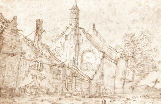 Isaac Van Ostade - A Village Street, With Ramshackle Buildings