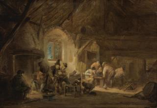 Isaac Van Ostade - Rustic Interior With Peasants Drinking And Gaming