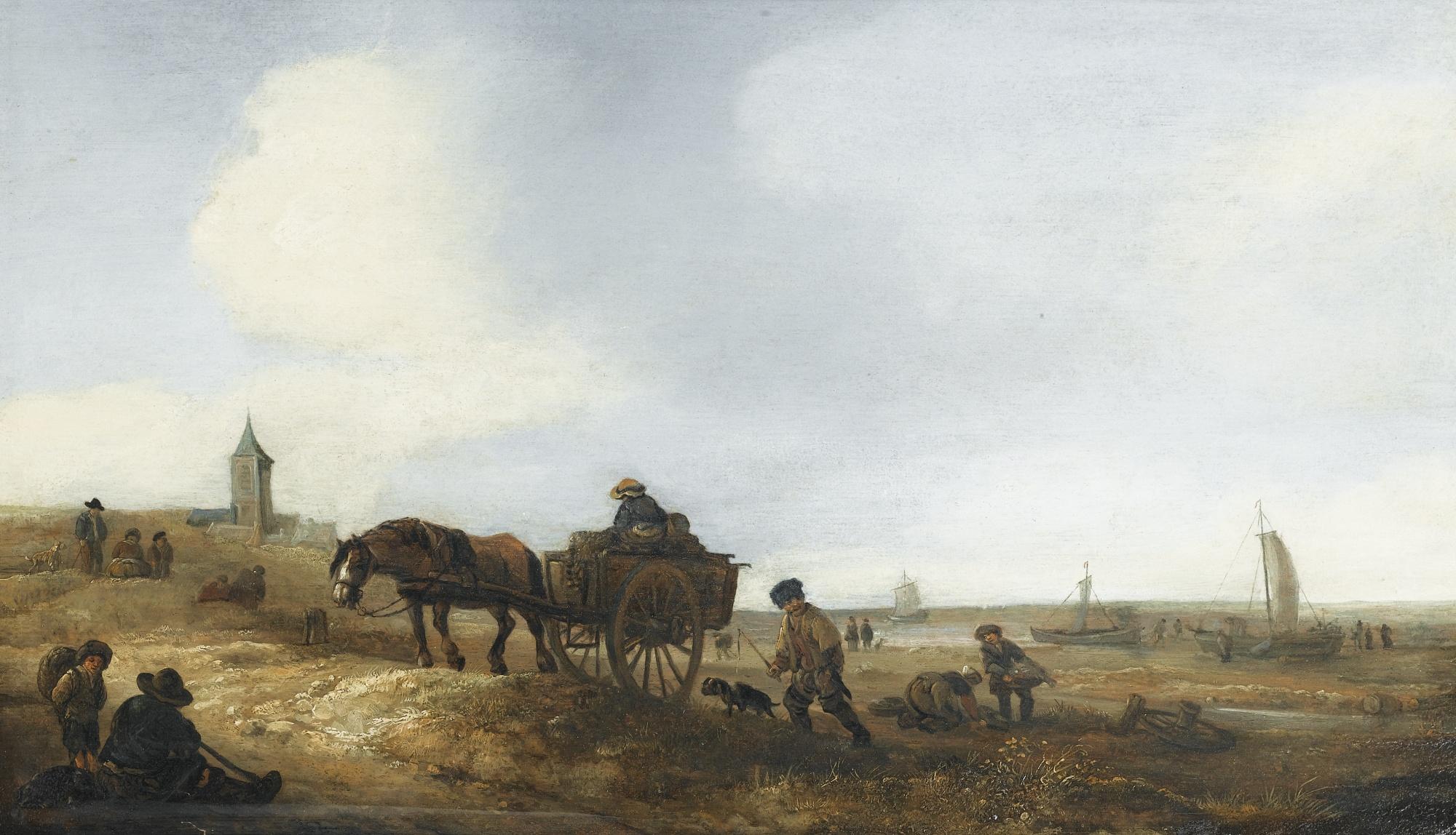 Isaac Van Ostade - Scène De Plage Avec Pêcheurs