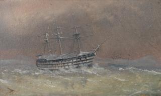Isaac Walter Jenner - A ship of-the-line in stormy seas