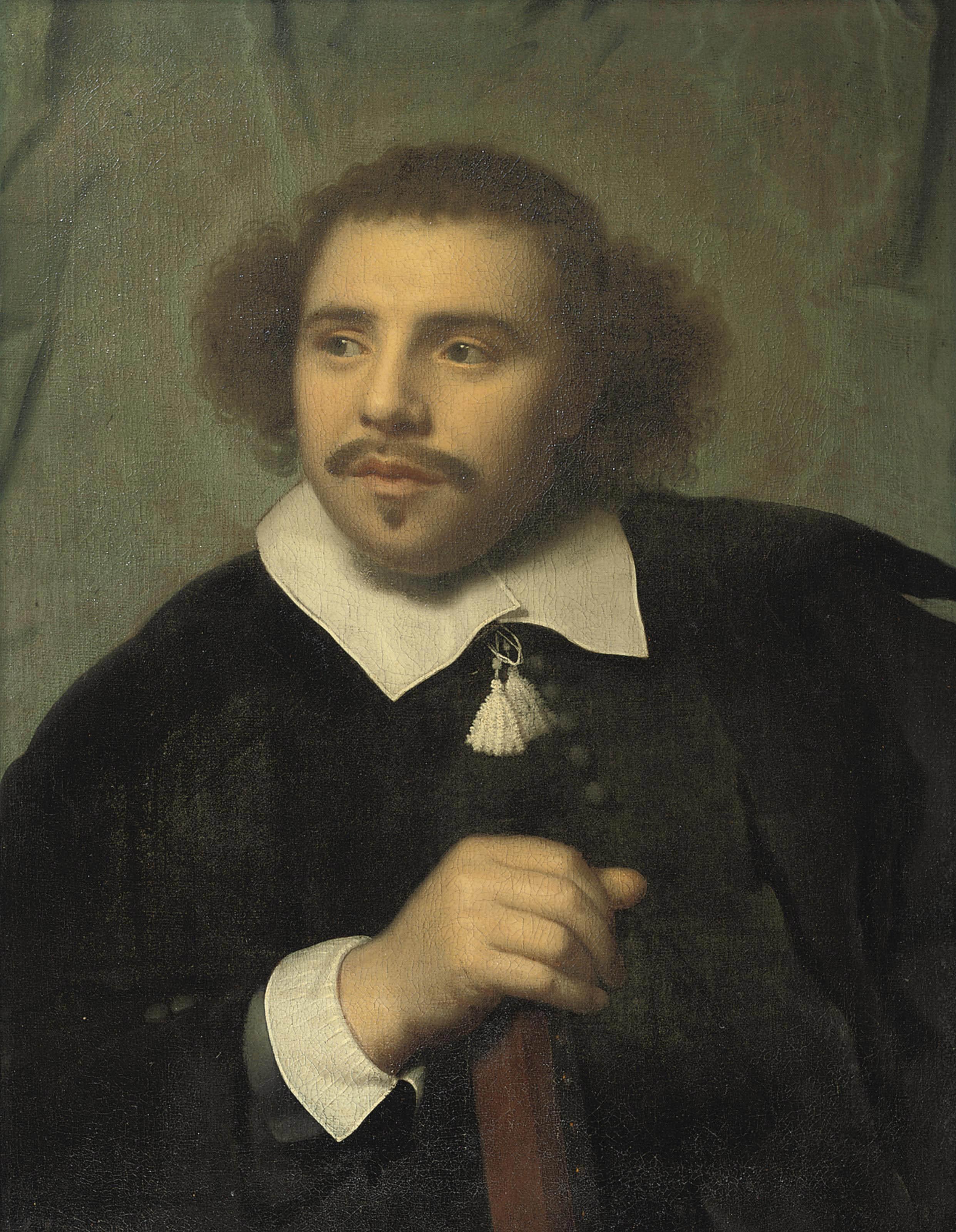 Isaack Luttichuys - Portrait of a man, half-length, in a black costume with a white collar and cuffs