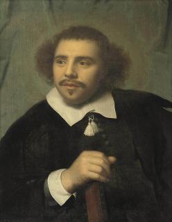 Isaack Luttichuys - Portrait of a man, half-length, in a black costume with a white collar and cuffs