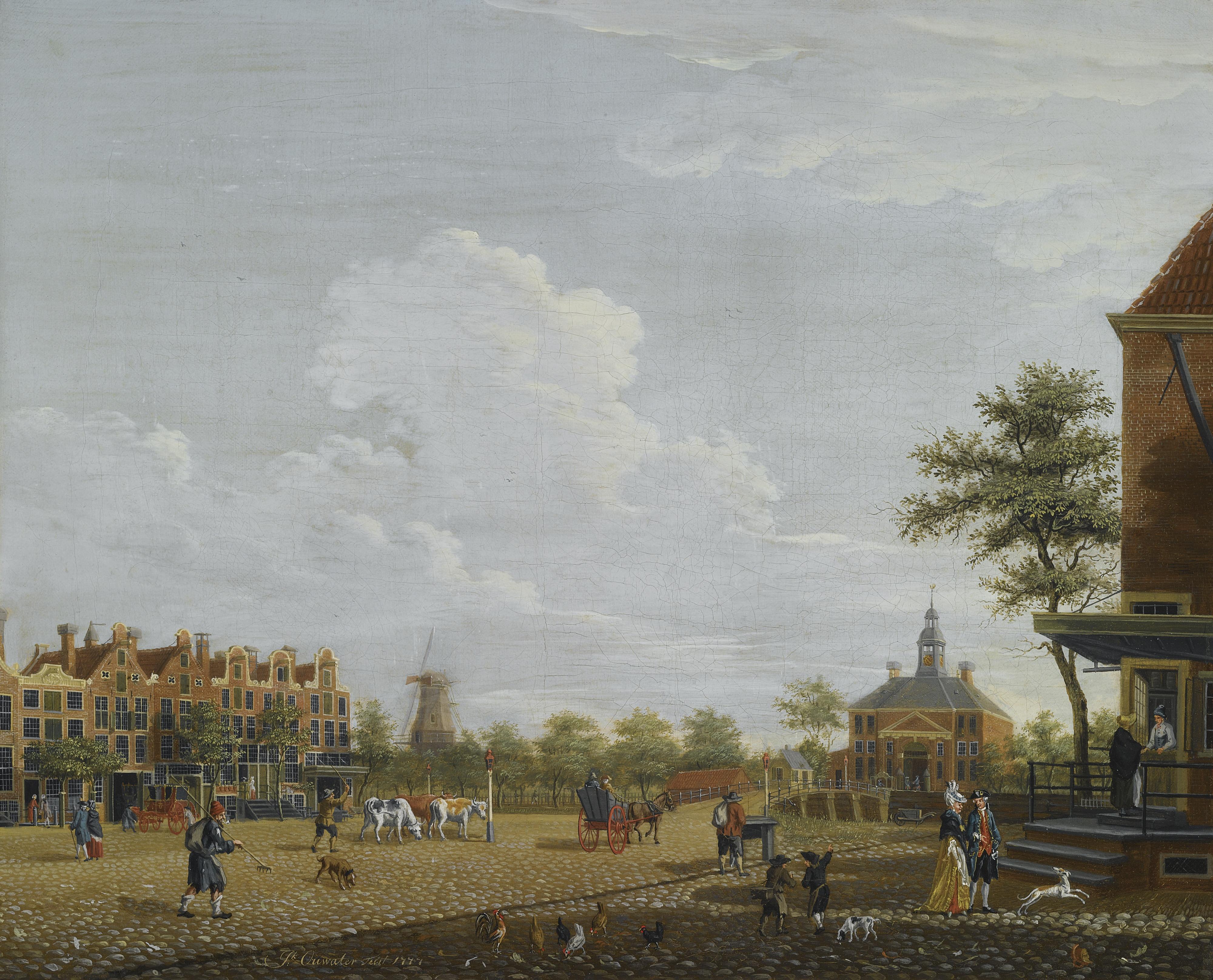 Isaak Ouwater - Amsterdam: A View Of The Weesperplein With The Weesperpoort, The Corn Mill \'Het Fortuyn\' On The Fortification Weesp In The Background  