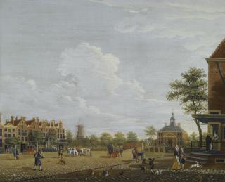 Isaak Ouwater - Amsterdam: A View Of The Weesperplein With The Weesperpoort, The Corn Mill \'Het Fortuyn\' On The Fortification Weesp In The Background  