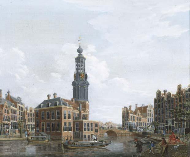 Isaak Ouwater - The Singel, Amsterdam, with the Munttoren