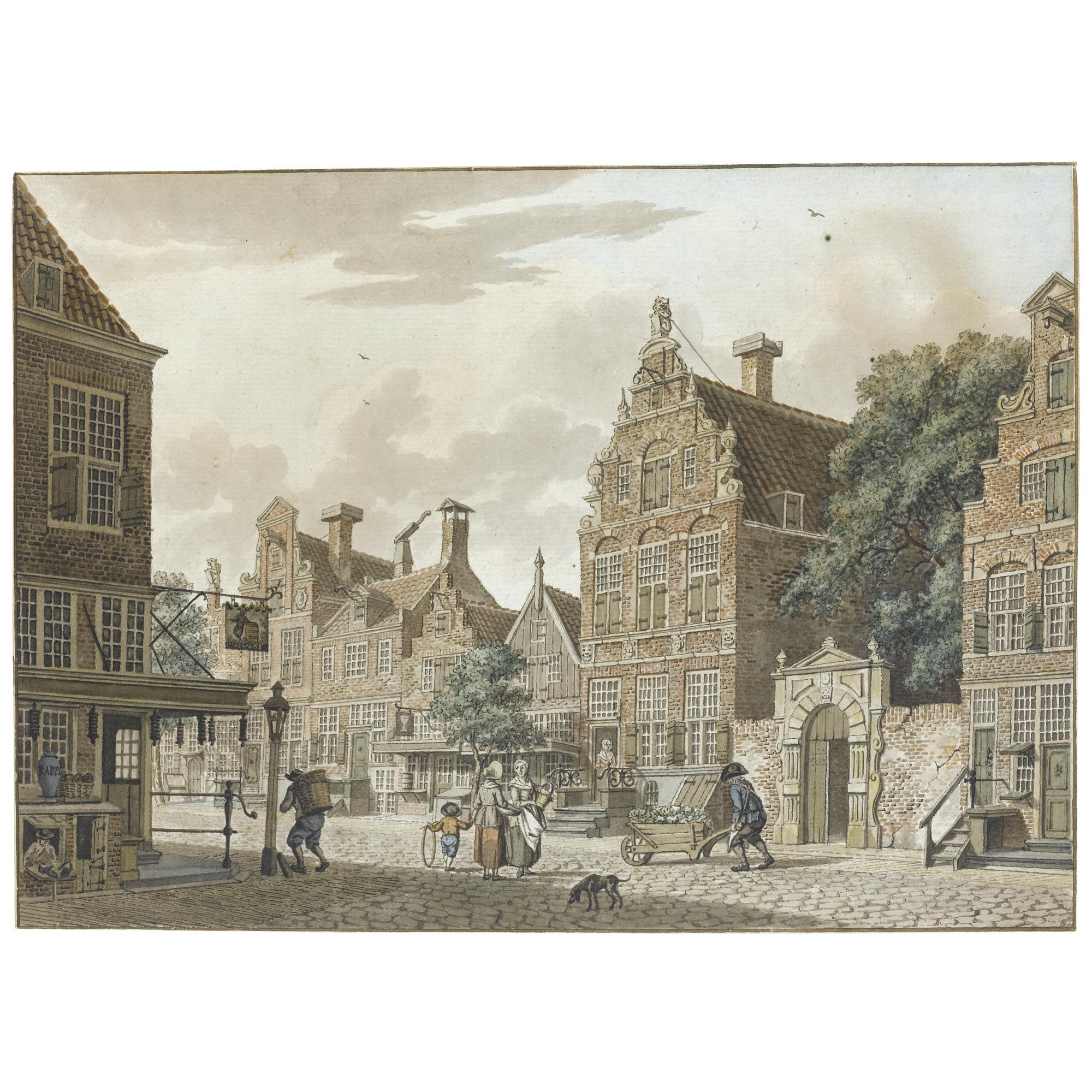 Isaak Ouwater - View Of A Street Corner With Women Chatting