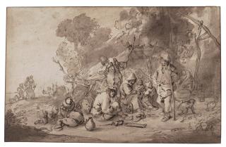 Isack Van Ostade - A Peasant Family Outside A Hovel