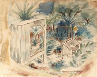 Isami Doi - Landscape with Chicken Coop