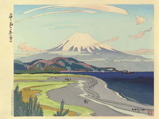 Ishikawa Toraji - Miho yori mitaru haru no Fuji (Mount Fuji from Miho, spring), 1935