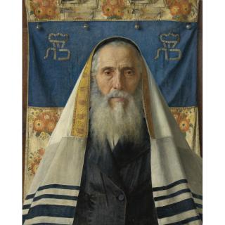 Isidor Kaufmann - Austrian Portrait Of A Rabbi With Prayer Shawl