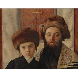 Isidor Kaufmann - Hungarian Portrait Of A Rabbi With A Young Pupil