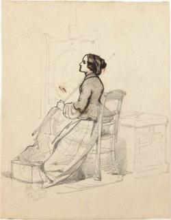 Isidore-Alexandre-Augustin Pils - Louise Becq de Fouquières painting a portrait at an easel