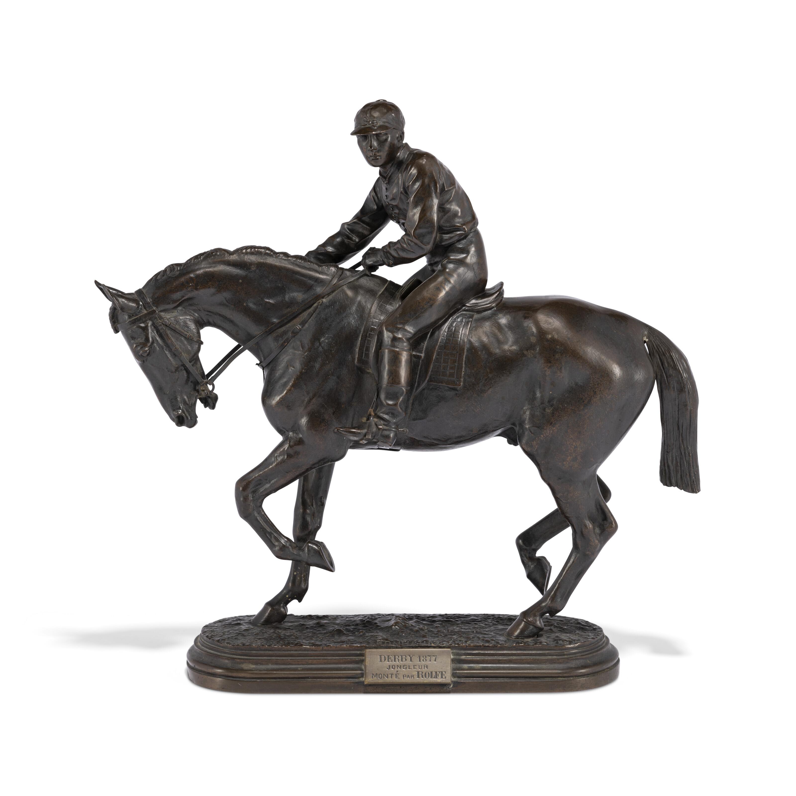 Isidore Bonheur - A group of the racehorse Jongleur and his jockey Edgar Rolfe