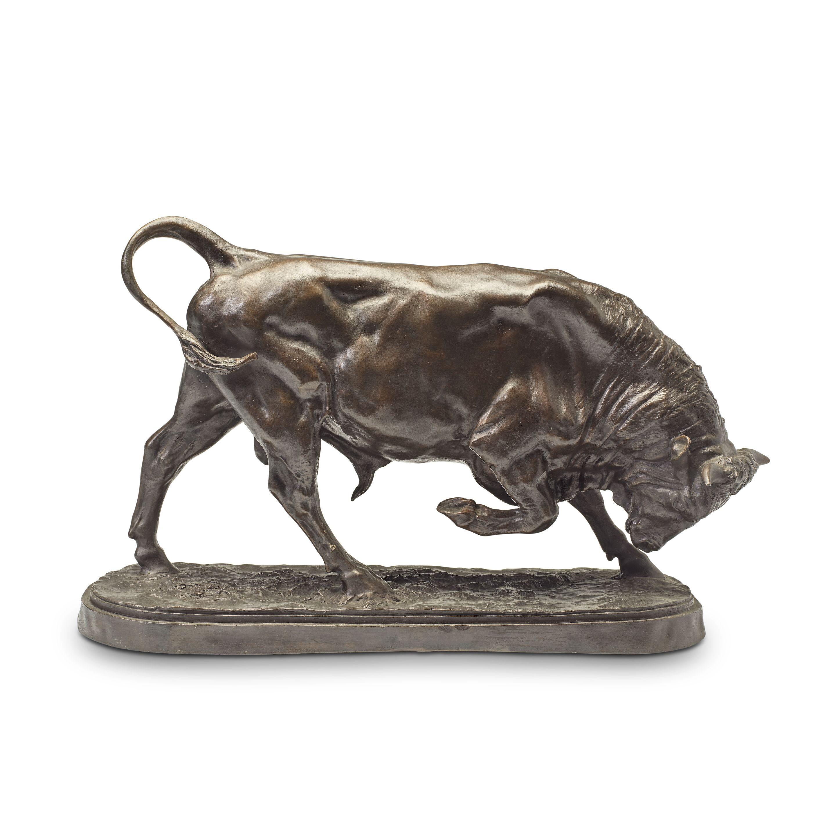 Isidore Jules Bonheur - A patinated bronze model of a pacing bull