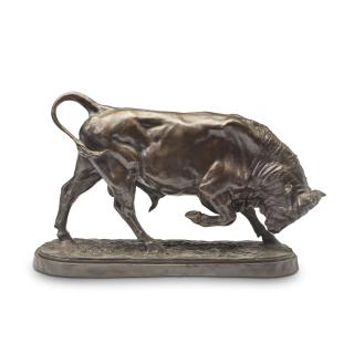 Isidore Jules Bonheur - A patinated bronze model of a pacing bull