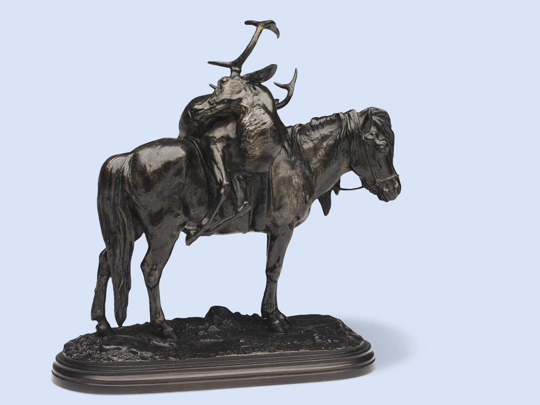 Isidore-Jules Bonheur - Highland pony carrying a stag