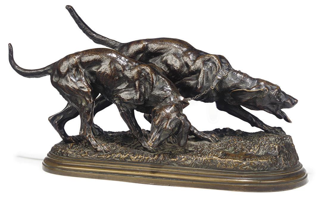 Isidore-Jules Bonheur - Paire de Chiens courant (A pair of hounds)