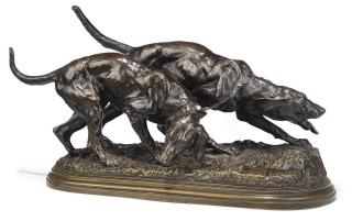Isidore-Jules Bonheur - Paire de Chiens courant (A pair of hounds)