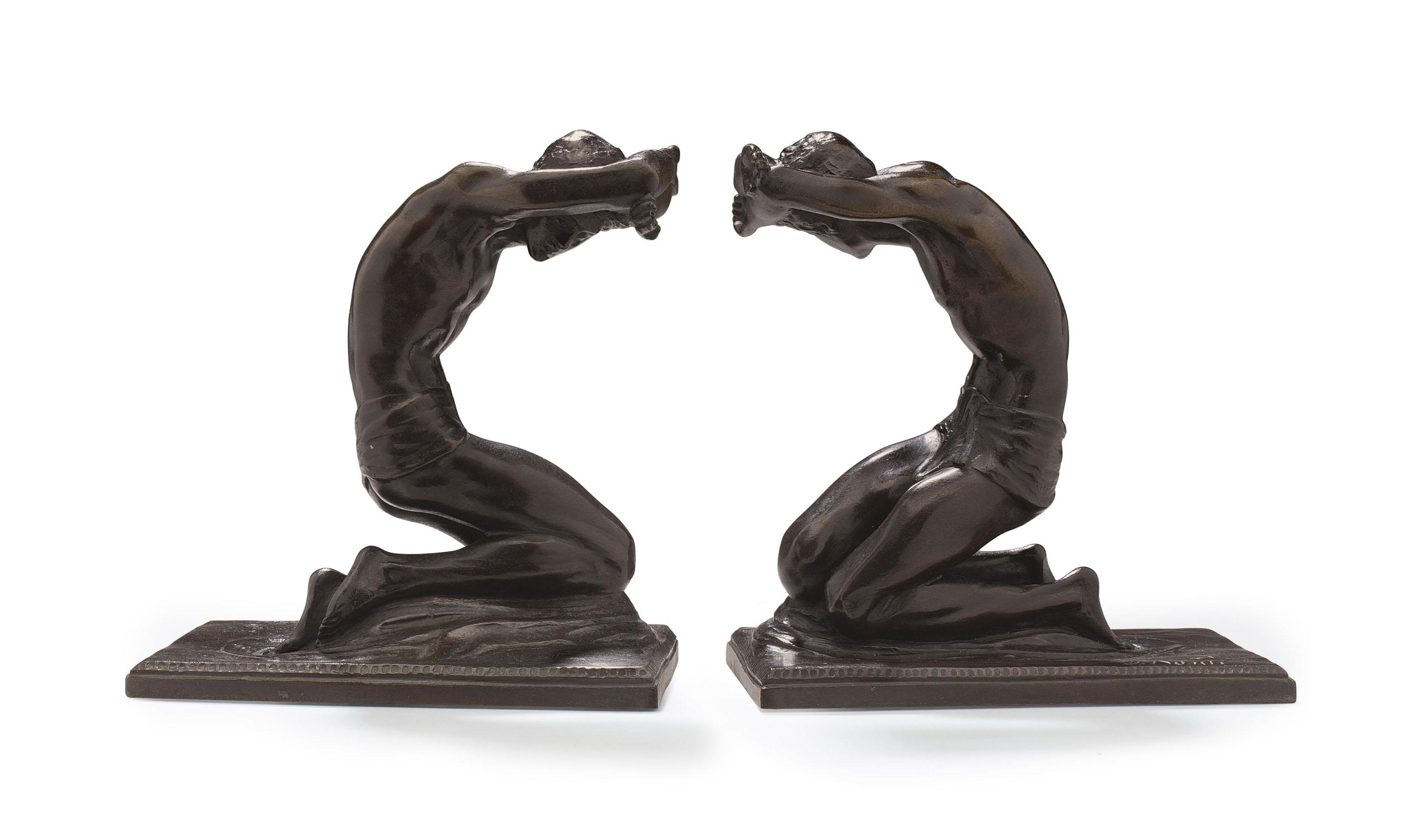 Isidore Konti - \'Kneeling Men\': A Pair Of Bookends