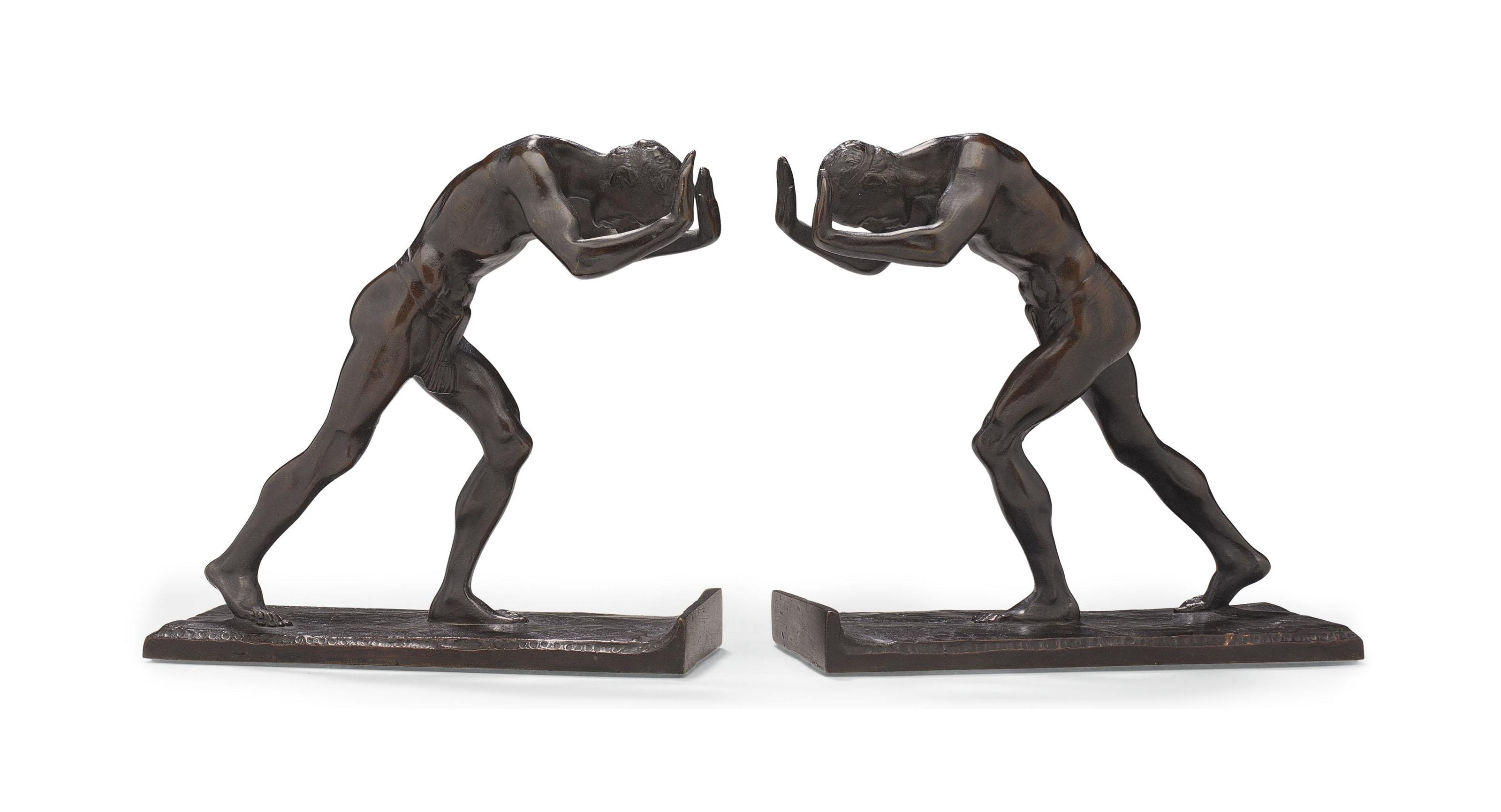 Isidore Konti - \'Pushing Men\': A Pair Of Bookends