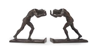 Isidore Konti - \'Pushing Men\': A Pair Of Bookends