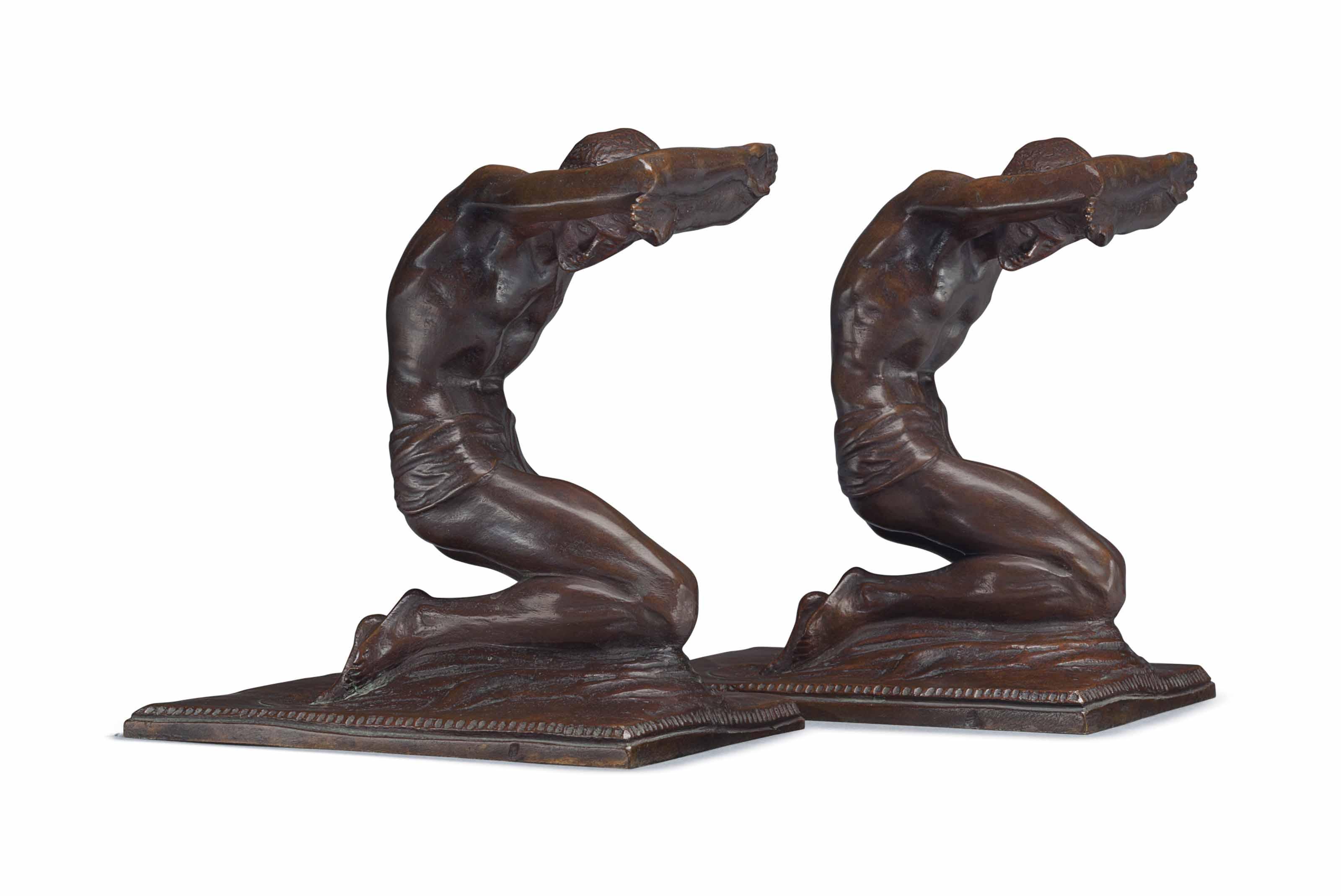 Isidore Konti - Reverence Before Knowledge (Kneeling Men): Bookends
