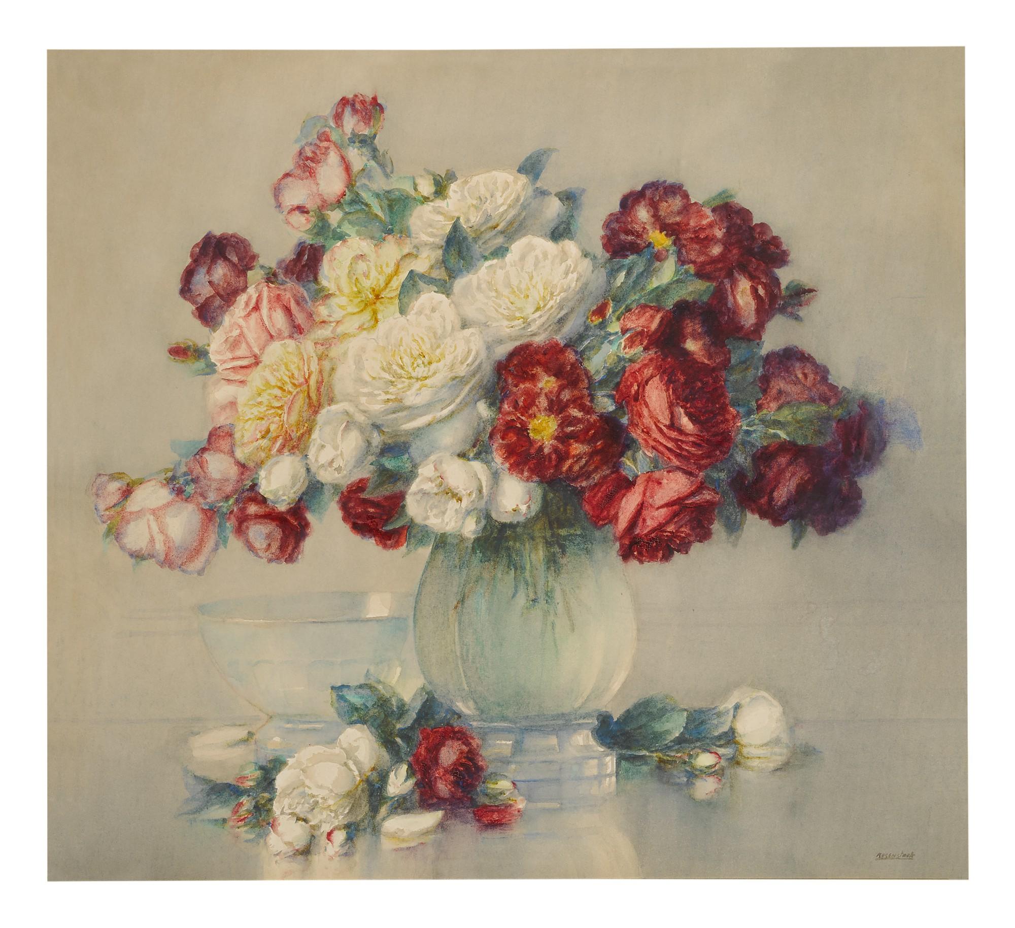 Isidore Rosenstock - Roses Dans Un Vase En Verre