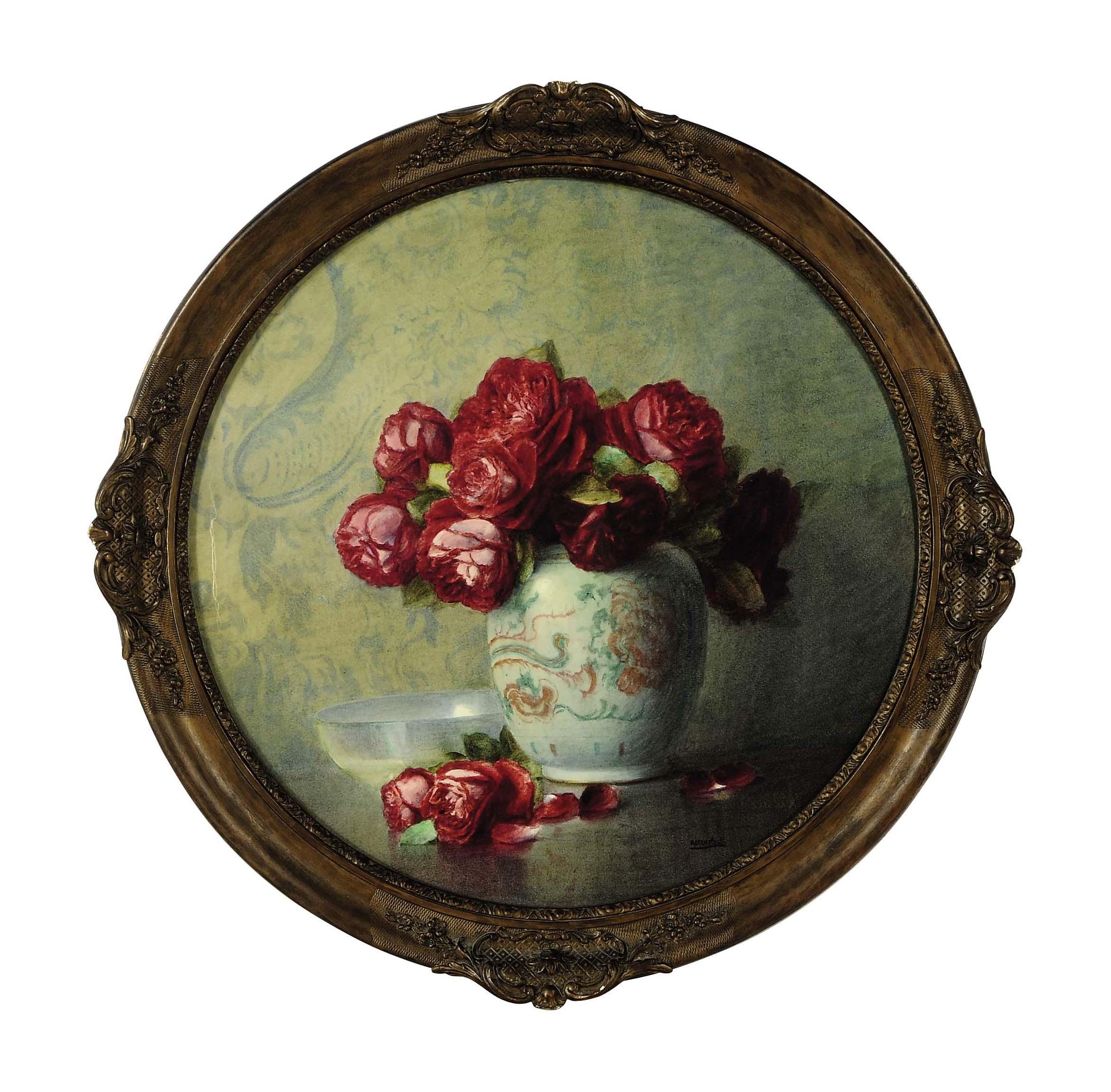 Isidore Rosenstock - Still life of red roses in a vase