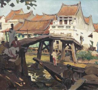 Isidore Van Mens - Bridge in old Batavia