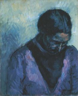 Isidro Nonell I Monturiol - Mujer de medio cuerpo con fondo verde