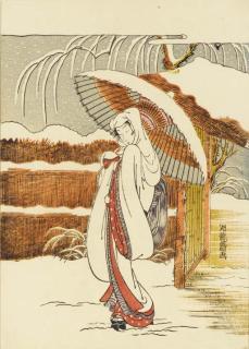 Isoda Koryusai - Beauty in snow