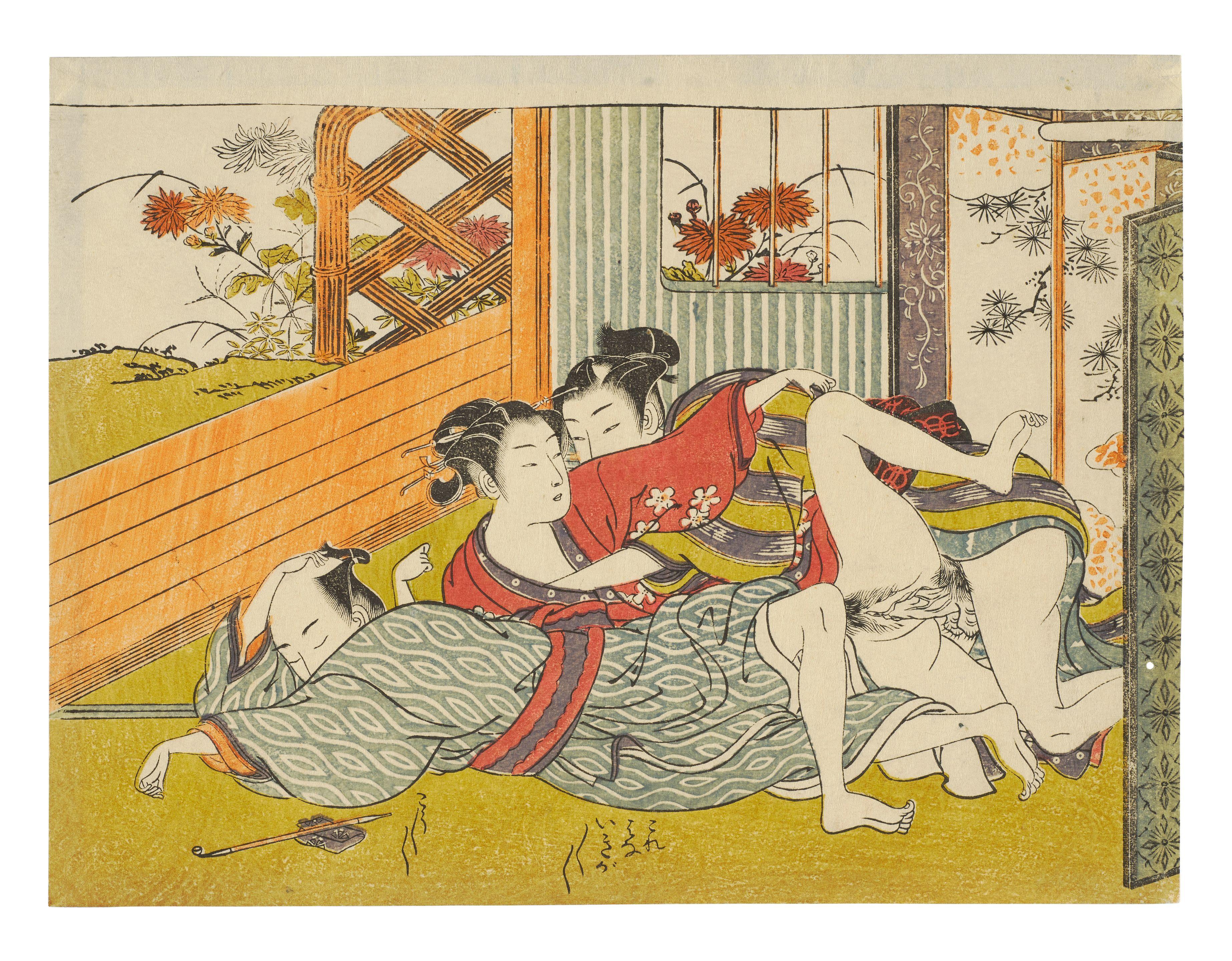 Isoda Koryūsai - Three Erotic Woodblock Prints