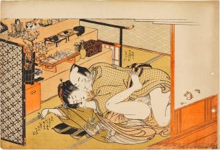 Isoda Koryusai - Two shunga woodblock prints
