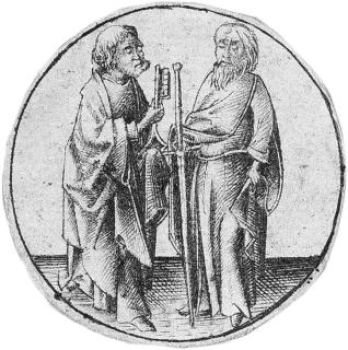 Israhel van Meckenem - 8 Bll.: Die zwölf Apostel paarweis und Maria von Mailand