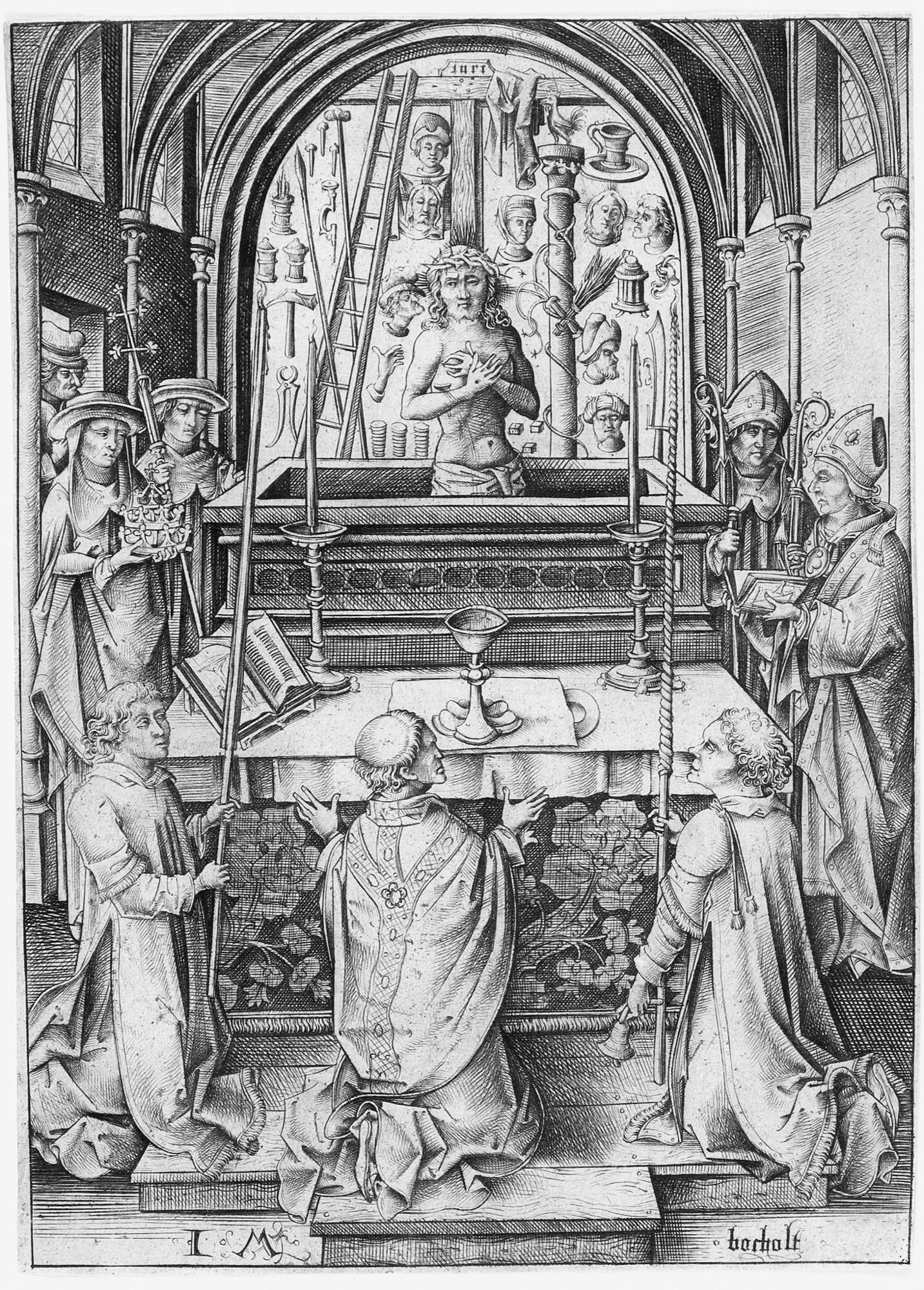 Israhel van Meckenem - Die Messe des Heiligen Gregor.