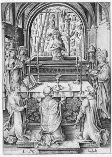 Israhel van Meckenem - Die Messe des Heiligen Gregor.