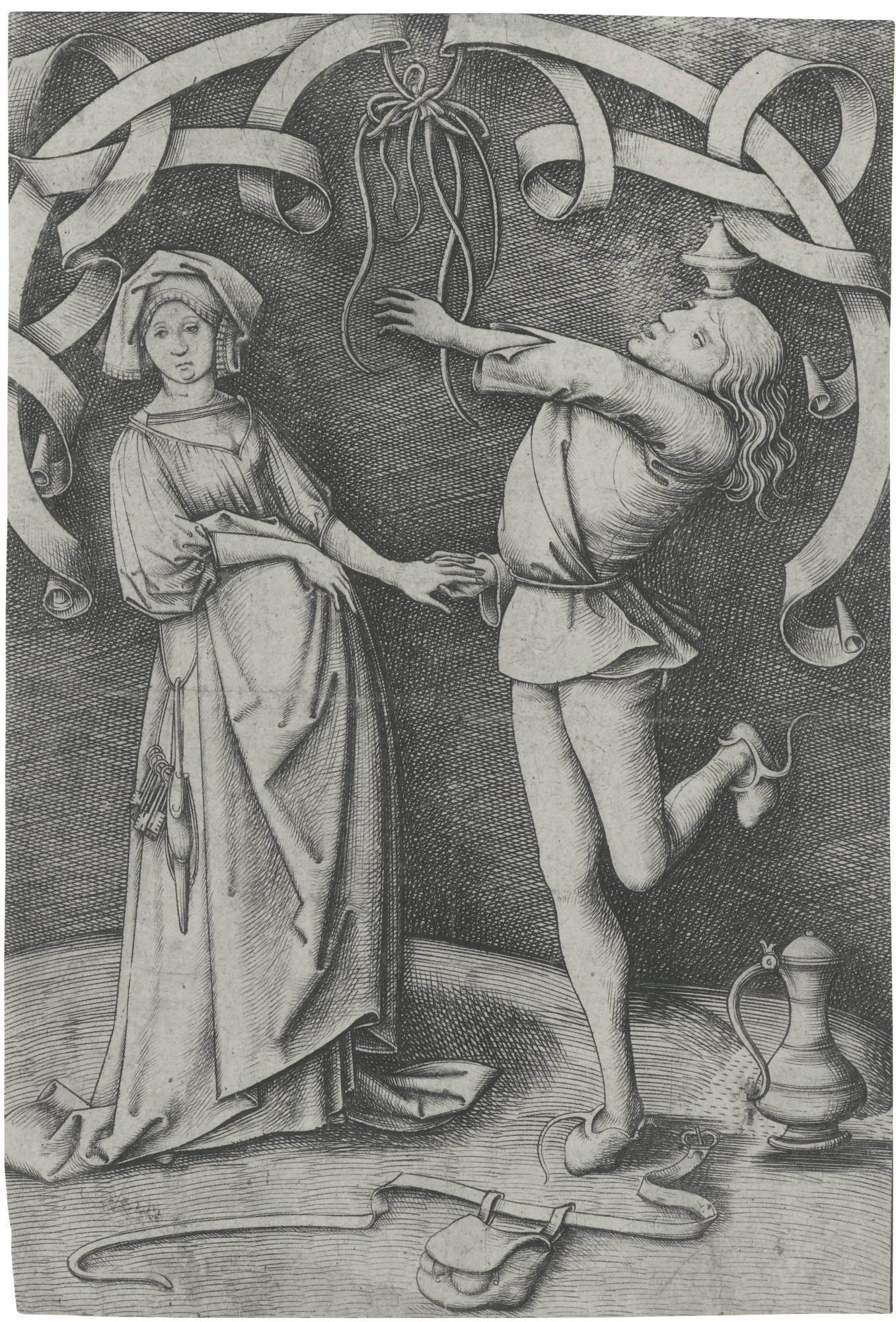 Israhel Van Meckenem - The Juggler And The Woman (Geisberg 405; Hollstein, Lehrs 503)