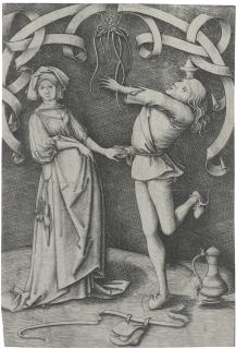 Israhel Van Meckenem - The Juggler And The Woman (Geisberg 405; Hollstein, Lehrs 503)