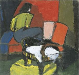 Italo Valenti - Poltrona in un interno con figura