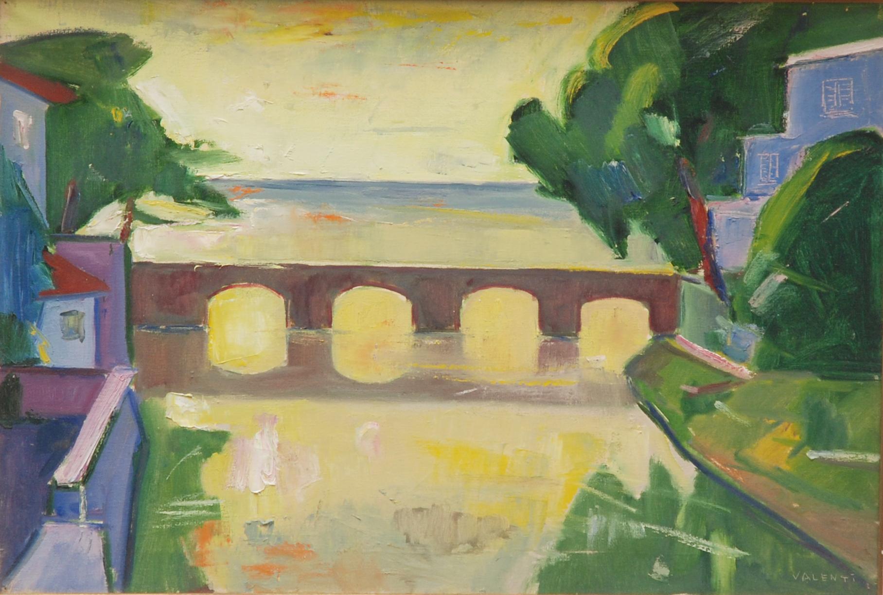 Italo Valenti - Ponte sul fiume a Sestri Levante