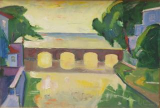 Italo Valenti - Ponte sul fiume a Sestri Levante