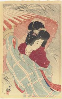 Ito Shinsui - Fubuki (Snowstorm), From The Series Gendai Bijinshu Dai Nishu (Modern Beauties--Second Series), 1932.12  Yuki No Asa (Snowy Morning), [1939]
