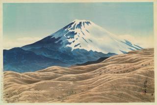 Ito Shinsui - Hakone miharashidai ni oite utsusu (Drawn at the Hakone lookout), from the series Fuji sankei no uchi (Three views of Mount Fuji)