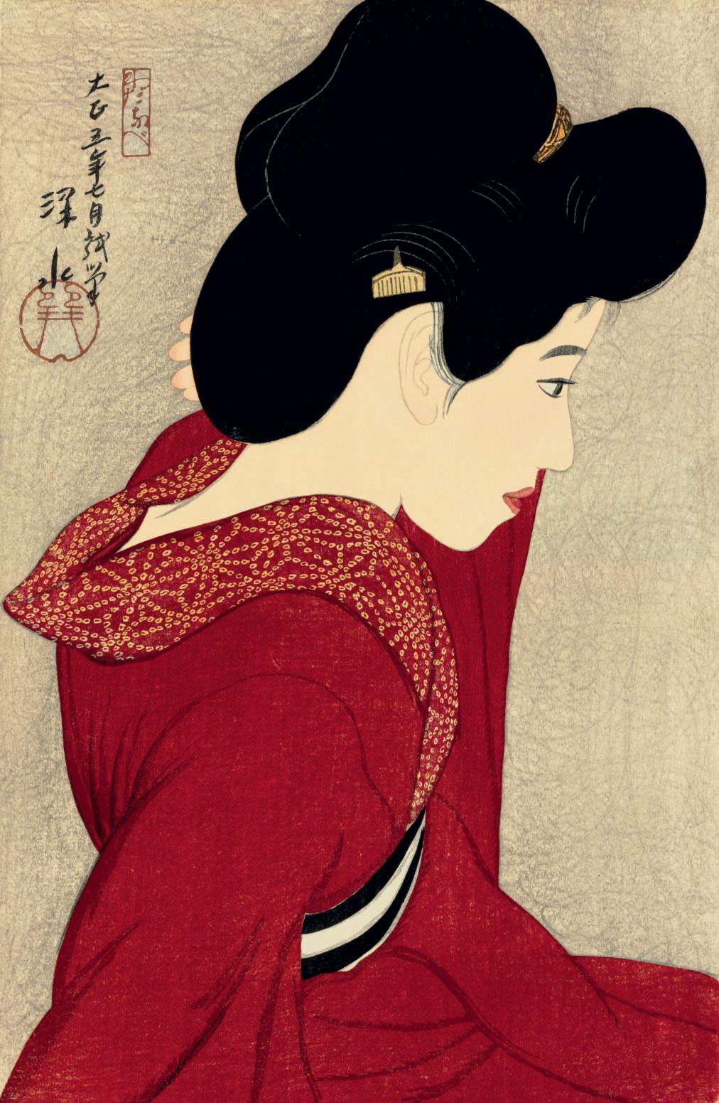 Ito Shinsui - Taikyo (Before the mirror Red geisha), 1916.7